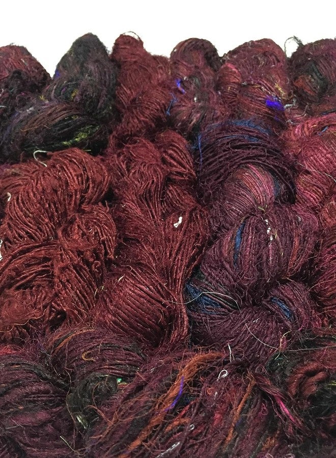 Knitsilk Recycled Sari Silk Yarn - Blackish Maroon Shade (100 Grams) - Image 1